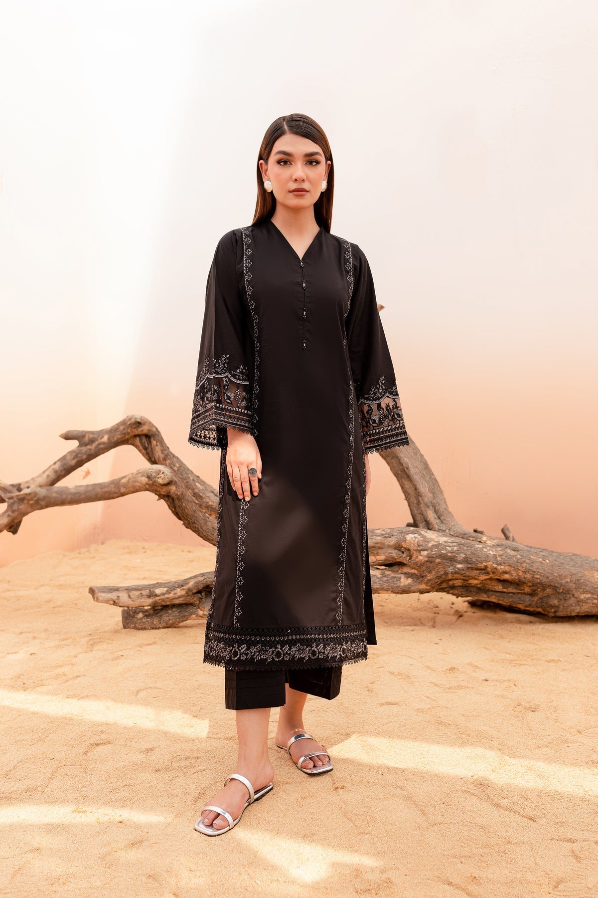 Winter - Best Selling - Black Rose - 2Pc Embroidered Dress