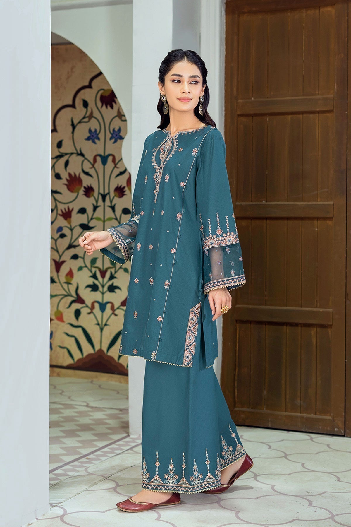 Winter - Best Selling - Hint of Zinc - 2Pc Embroidered Dress
