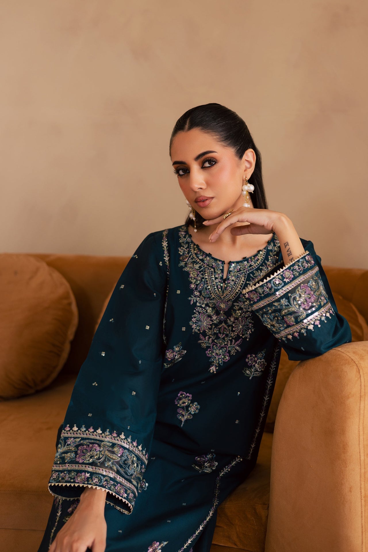 New Arrival - Pine - 2Pc Embroidered Dress