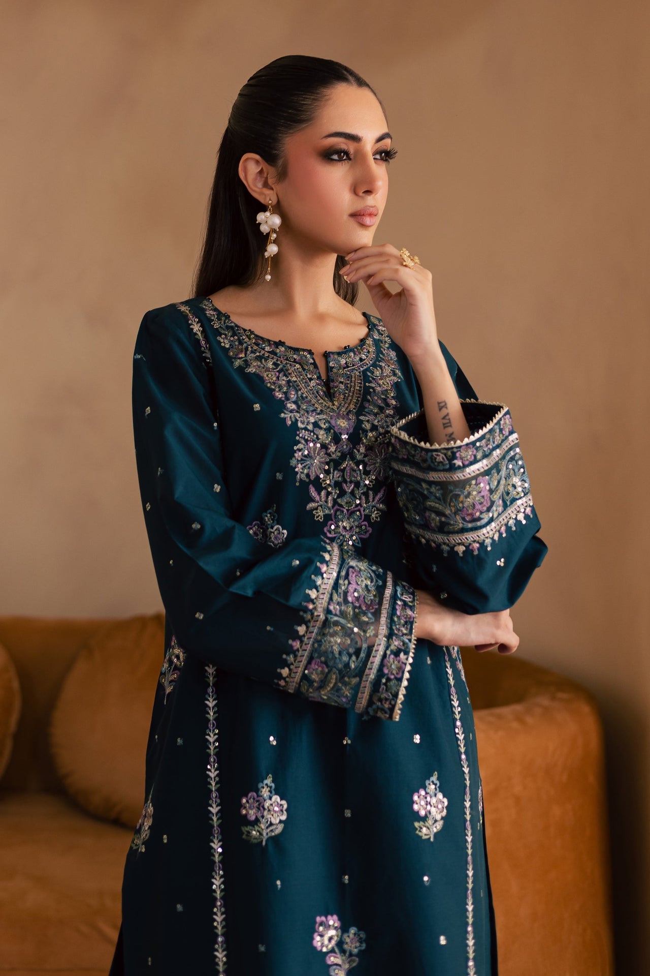 New Arrival - Pine - 2Pc Embroidered Dress