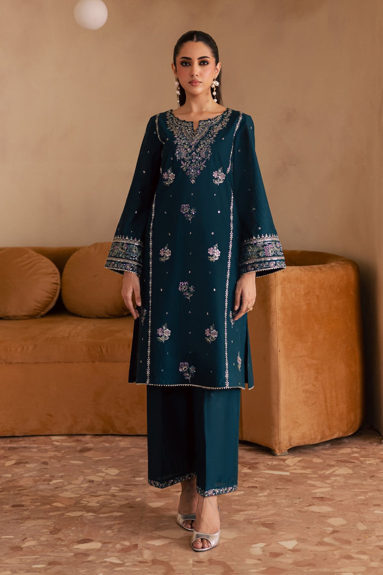 New Arrival - Pine - 2Pc Embroidered Dress
