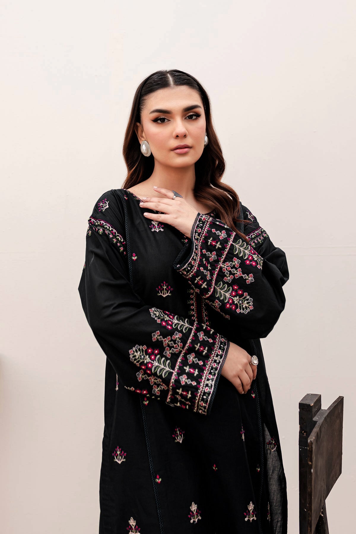Winter - Best Selling - Aster Black - 2Pc Embroidered Dress