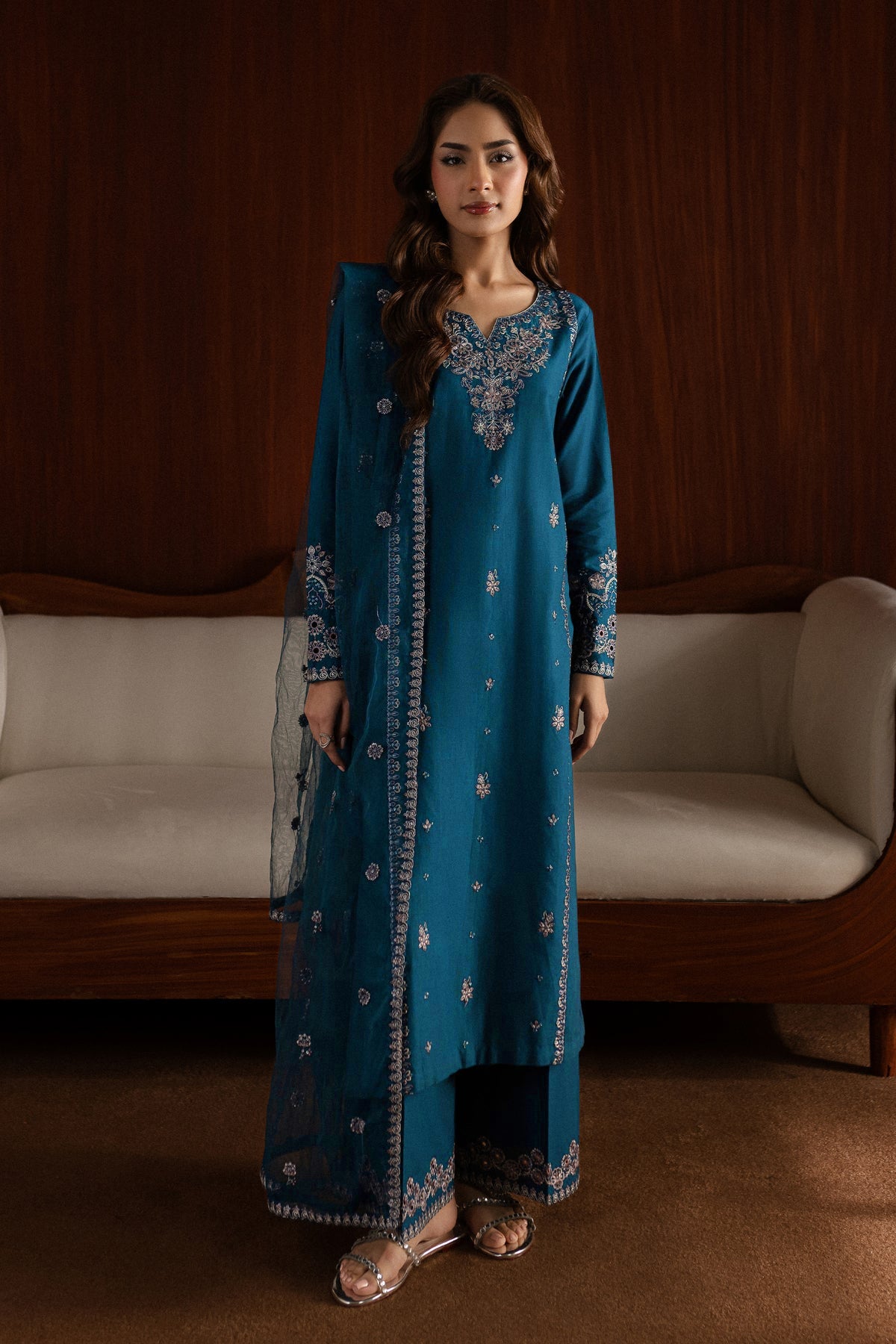 Best Selling - Blue Twinkle - 2Pc Embroidered Dress