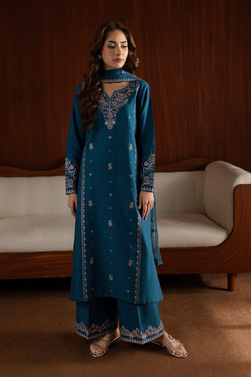 Best Selling - Blue Twinkle - 2Pc Embroidered Dress