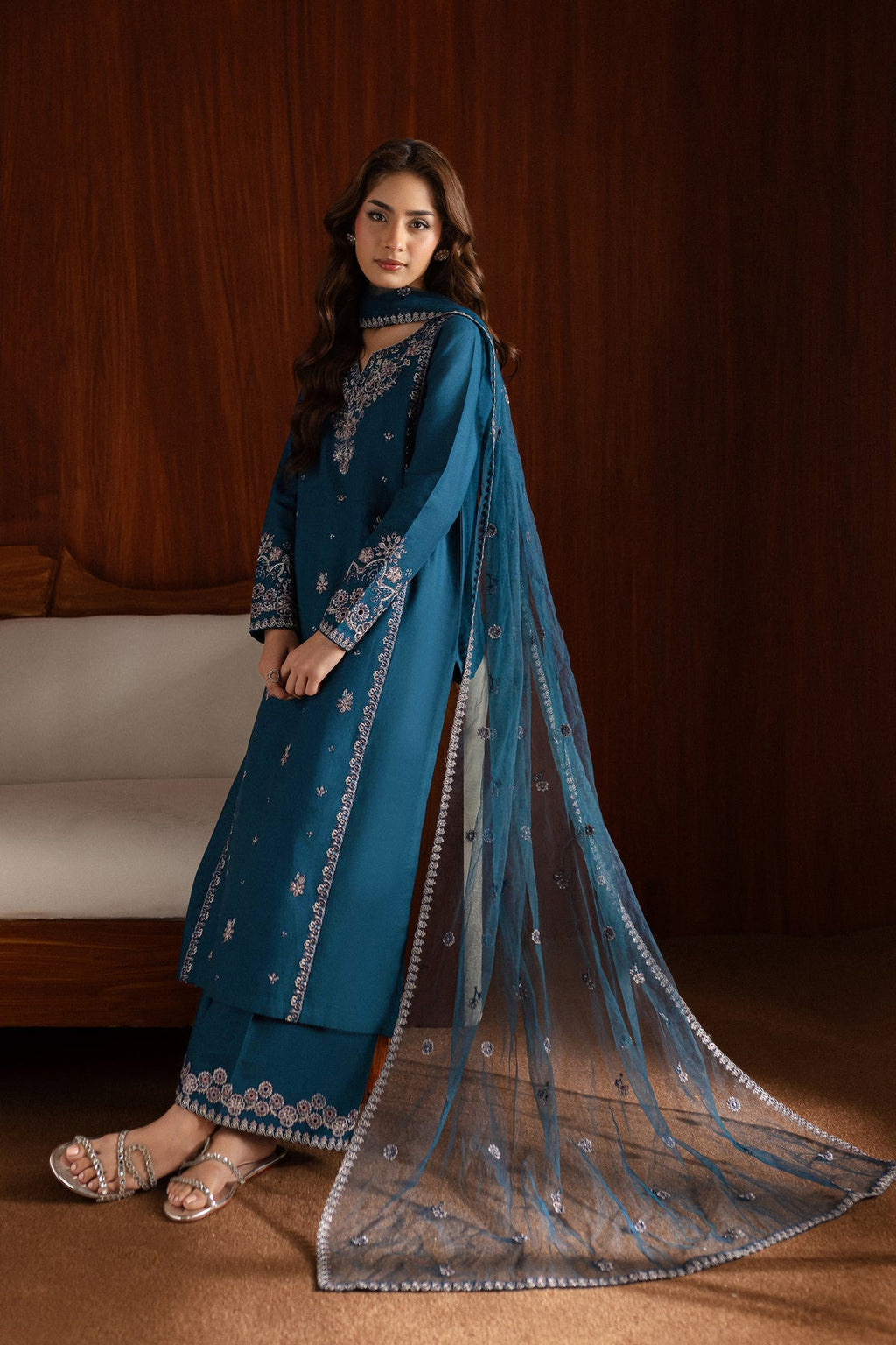 Best Selling - Blue Twinkle - 2Pc Embroidered Dress