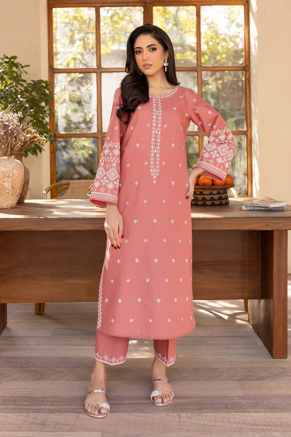 Best Selling - Coral Jasper - 2Pc Embroidered Dress