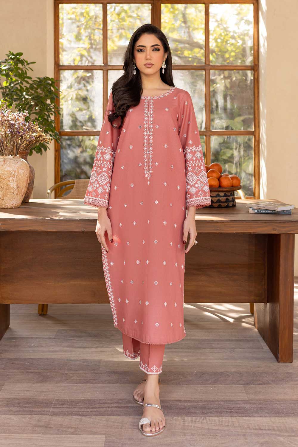 Best Selling - Coral Jasper - 2Pc Embroidered Dress
