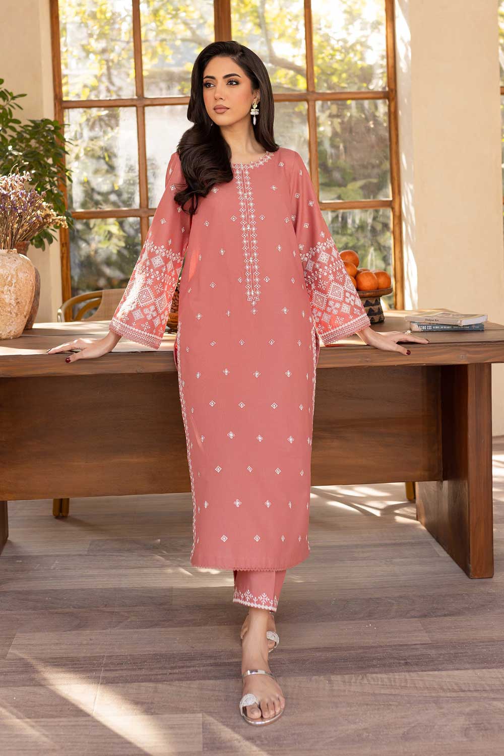 Best Selling - Coral Jasper - 2Pc Embroidered Dress