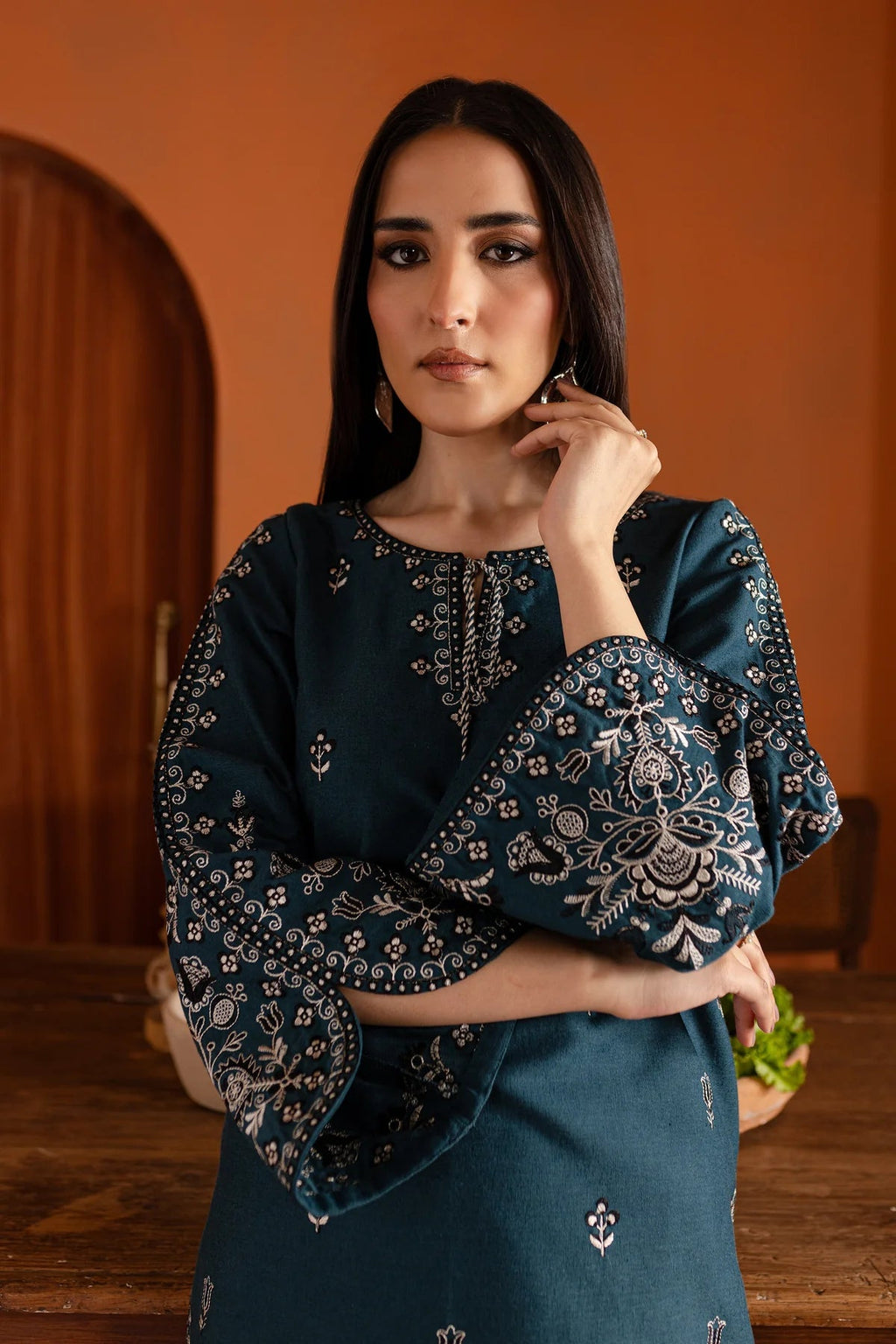 New New Arrival – Blue Gem – Embroidered Shirt