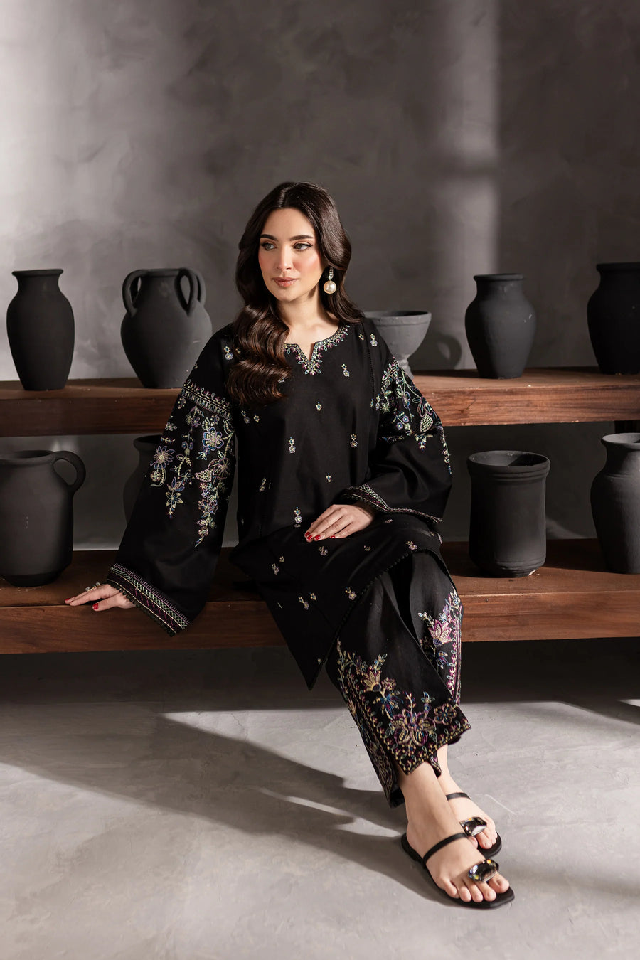 Best Selling - Black Berry - Stitched 2Pc Embroidered Dress