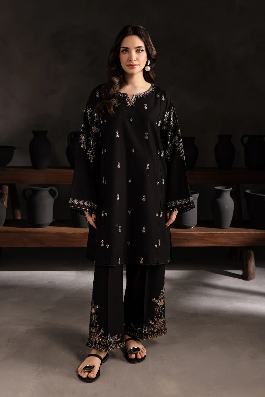 Best Selling - Black Berry - Stitched 2Pc Embroidered Dress