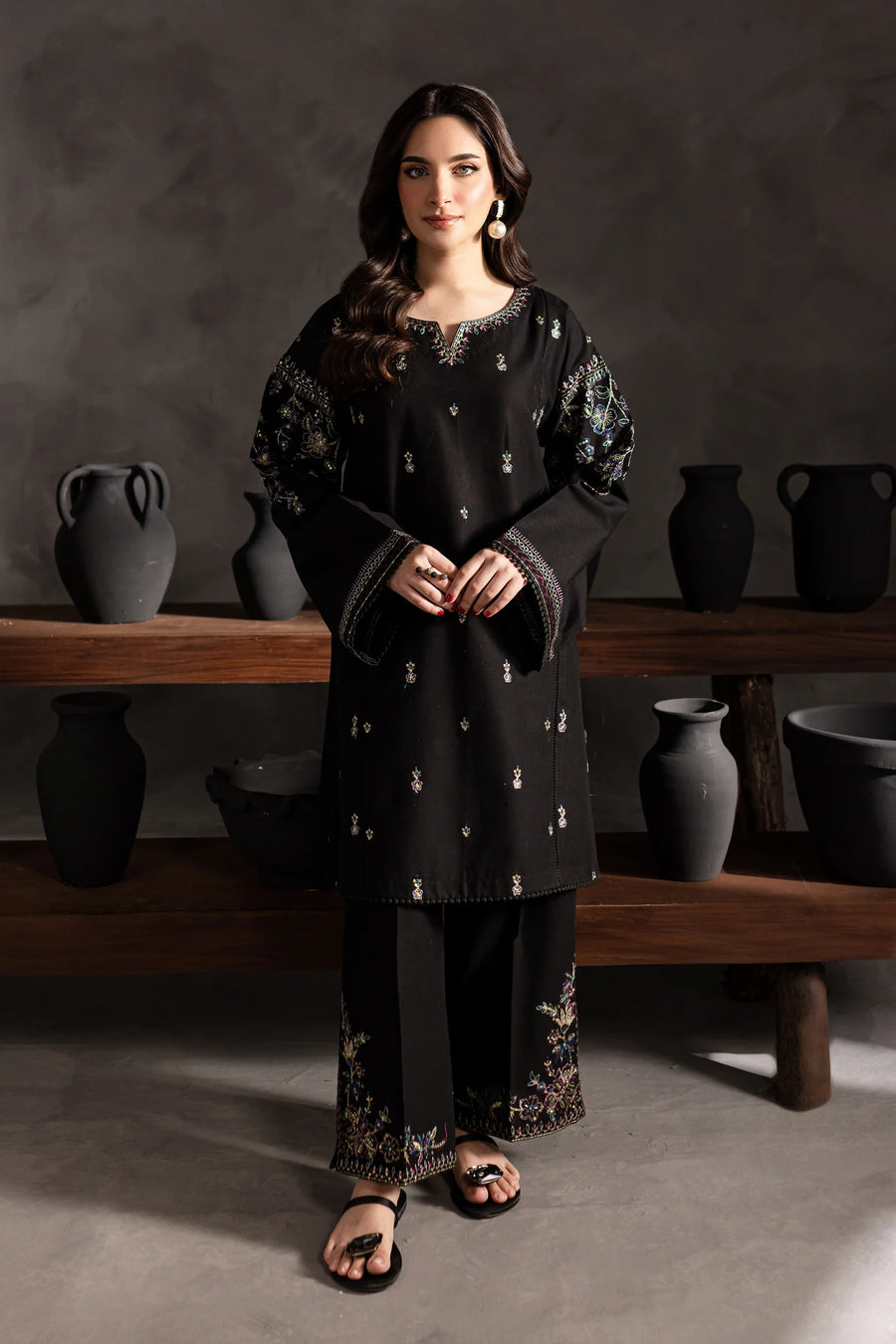 Best Selling - Black Berry - Stitched 2Pc Embroidered Dress