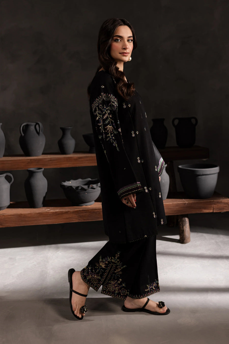 Best Selling - Black Berry - Stitched 2Pc Embroidered Dress